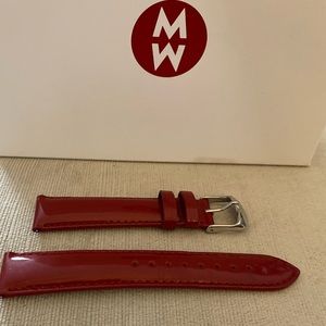 Michele Watch Strap Red Patent leather 18mm